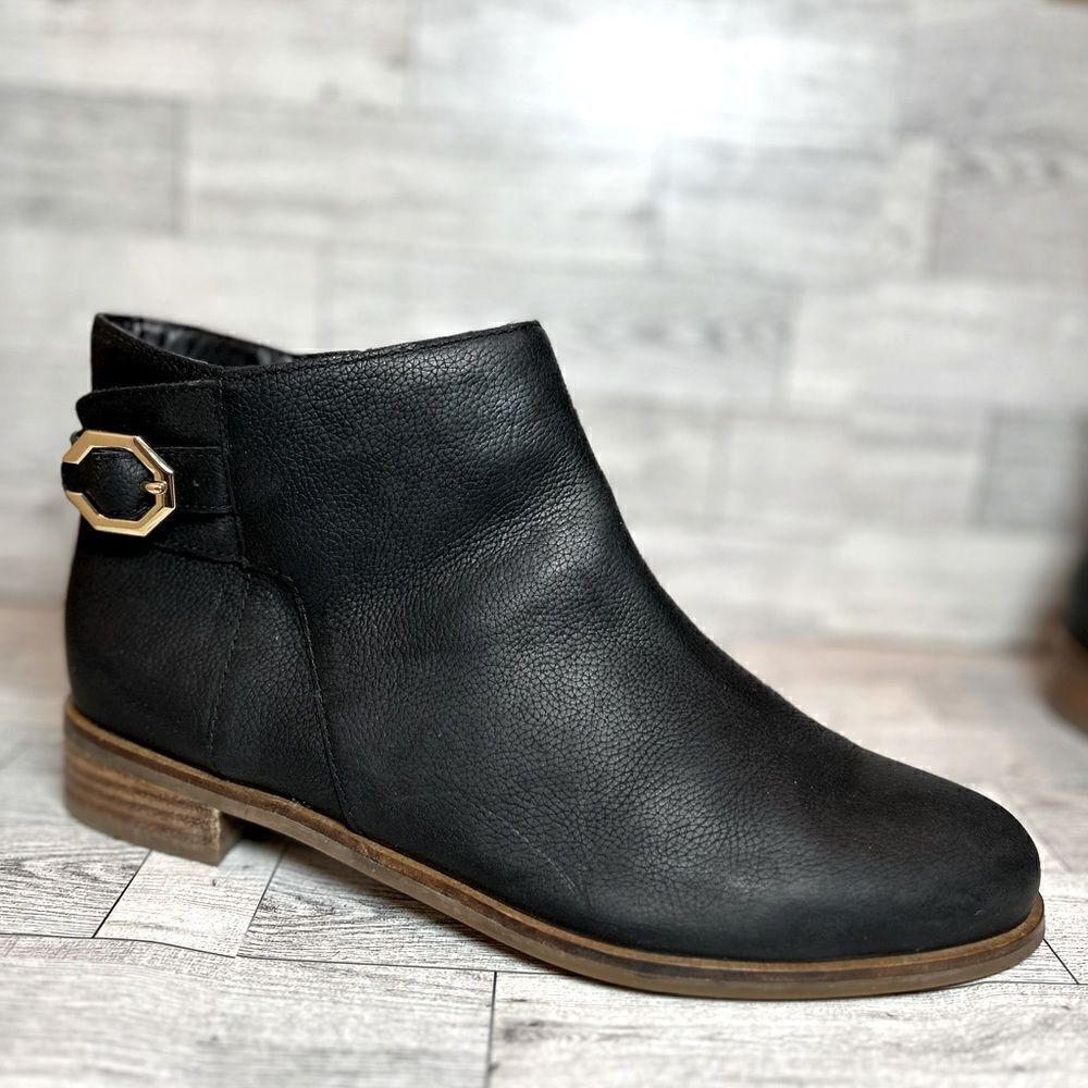 Cole Haan Black Lilah Leather Buckle Booties size 9.5b